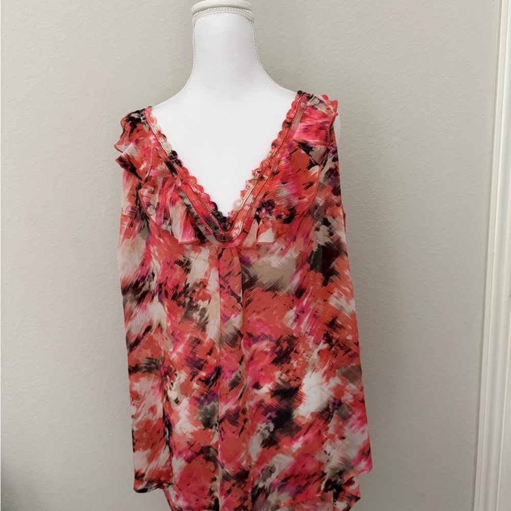 Avenue Pink and Black Abstract Blouse